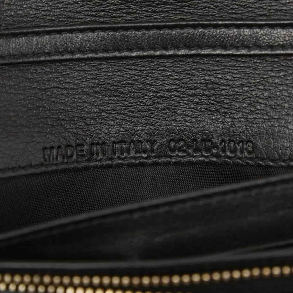 Dior Patent Leather Logo Chain Long Wallet Black